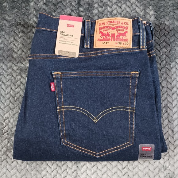 Levi's Other - Levi's 514 Jeans Men's Straight Fit Stretch Blue Denim Size 38x30